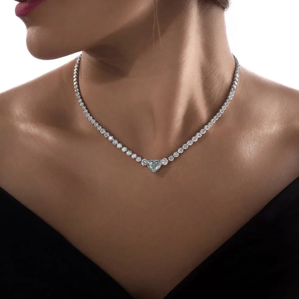 Trendy Colorful Love Collarbone Chain Versatile High-end Necklace