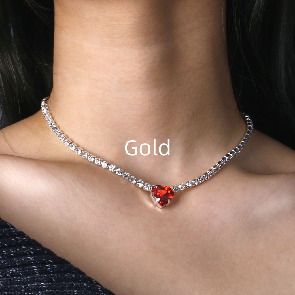 Trendy Colorful Love Collarbone Chain Versatile High-end Necklace